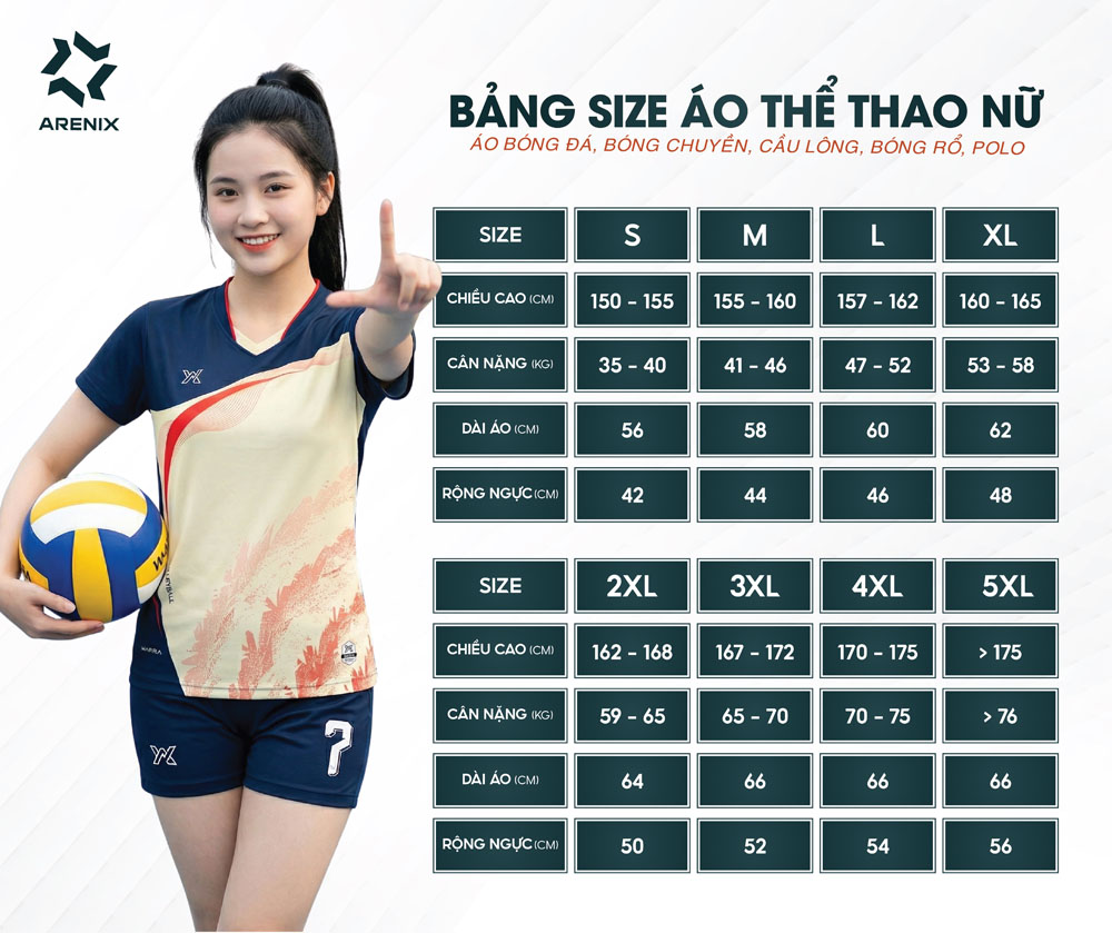 Bảng size nữ